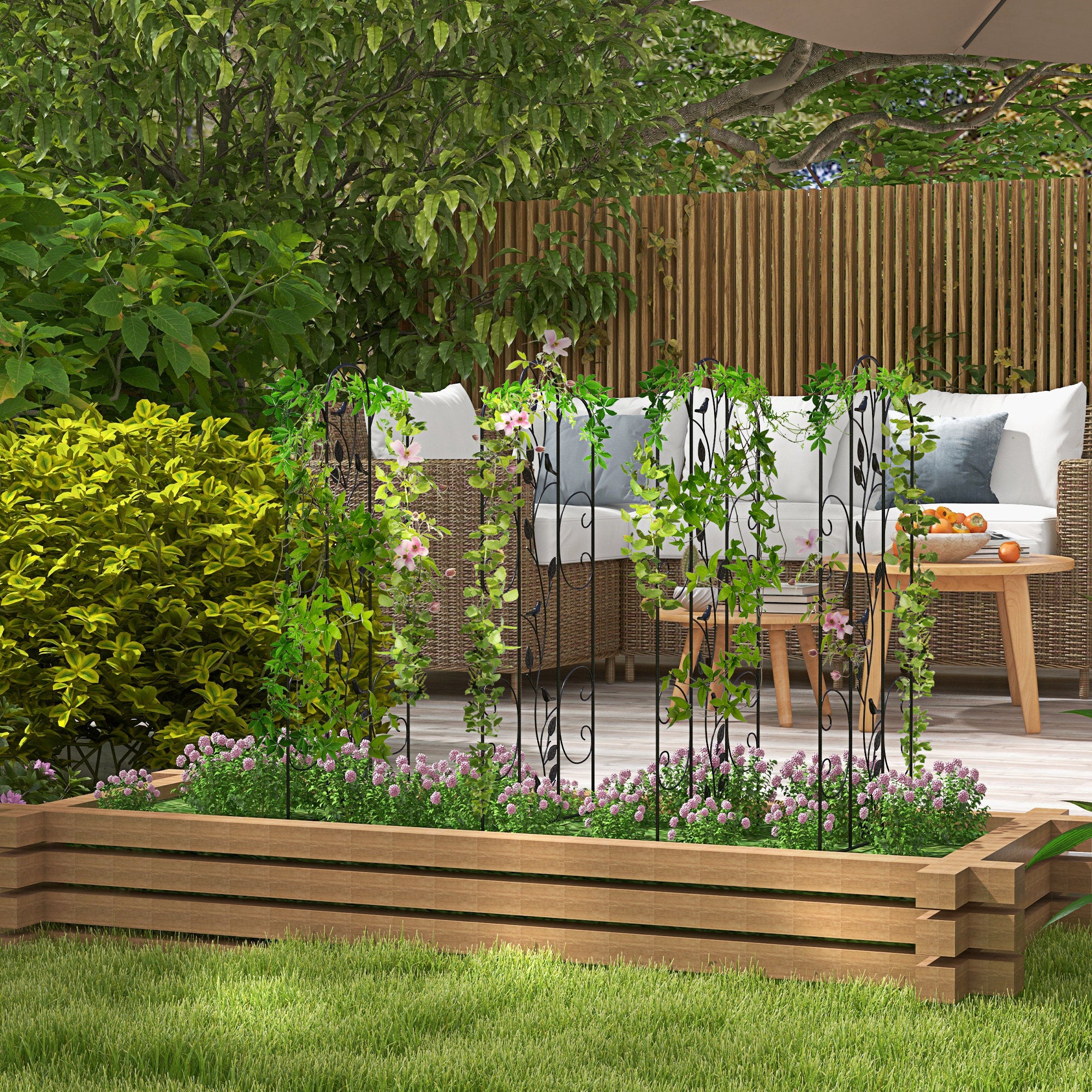 Conjunto de 4 Treliças de Jardim 40x106 cm em Preto