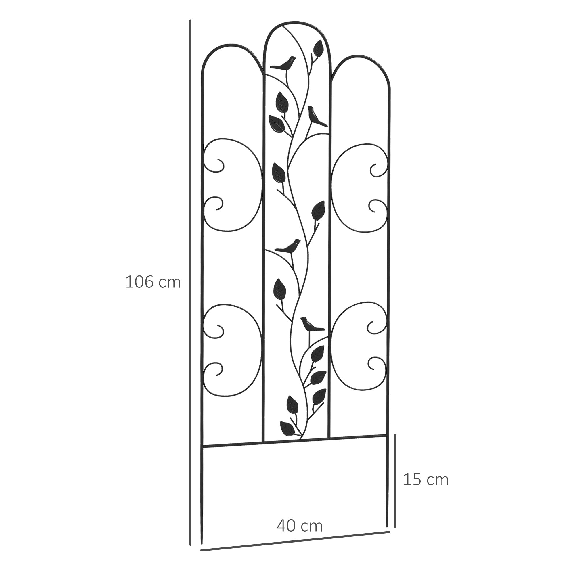 Conjunto de 4 Treliças de Jardim 40x106 cm em Preto