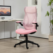 Cadeira de Escritório em Malha – 66x66x113-121 cm – Rosa – Malha (100% poliéster)