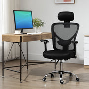 Cadeira de Escritório Ergonômica com Apoio para Cabeça e Suporte Lombar 65x67x118cm - Cor Preto
