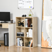 Estante de Madeira de 3 Níveis com 6 Compartimentos - 65,5x30x97,5cm - Cor de Carvalho