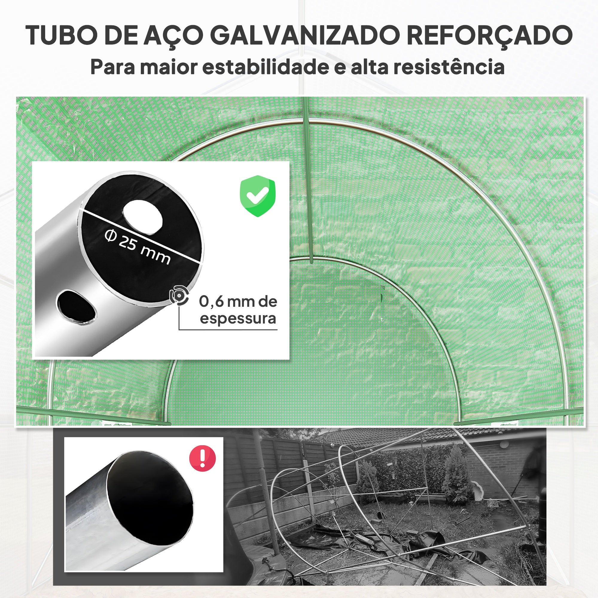 Estufa Tipo Túnel Verde 298x197x189 cm com Porta e Janelas