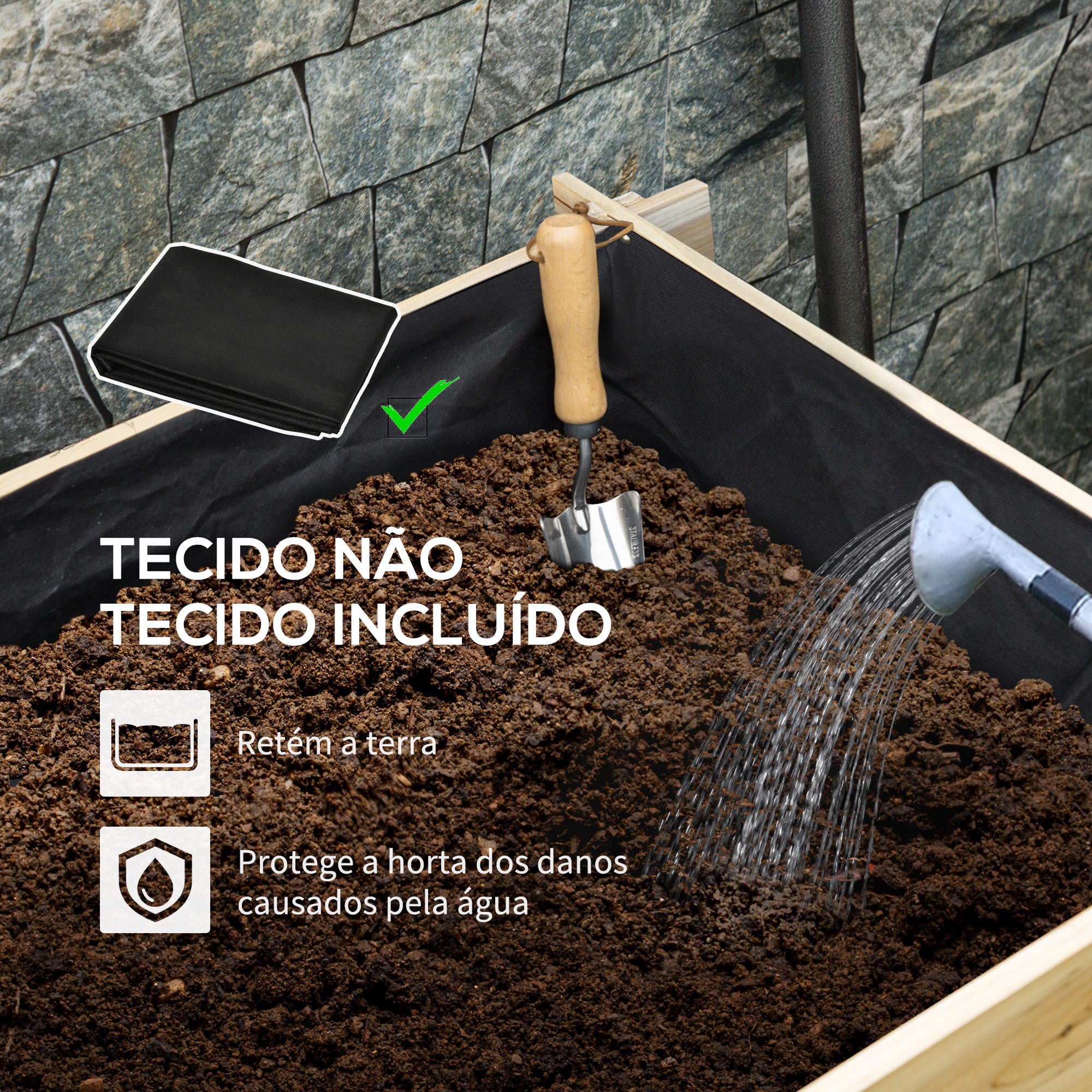 Canteiro de Plantio em Madeira Natural 93x93x35 cm