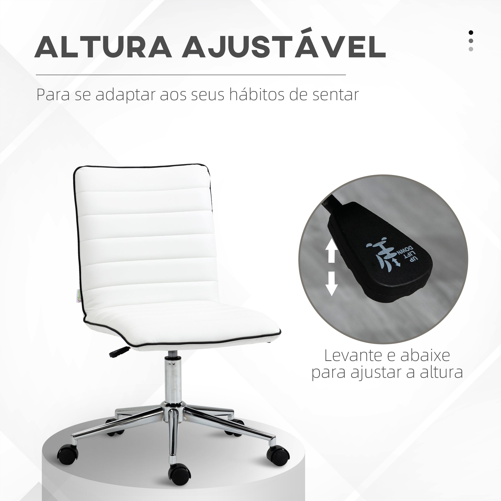 Cadeira de Escritório Giratória Branca 47x57x86.5 cm