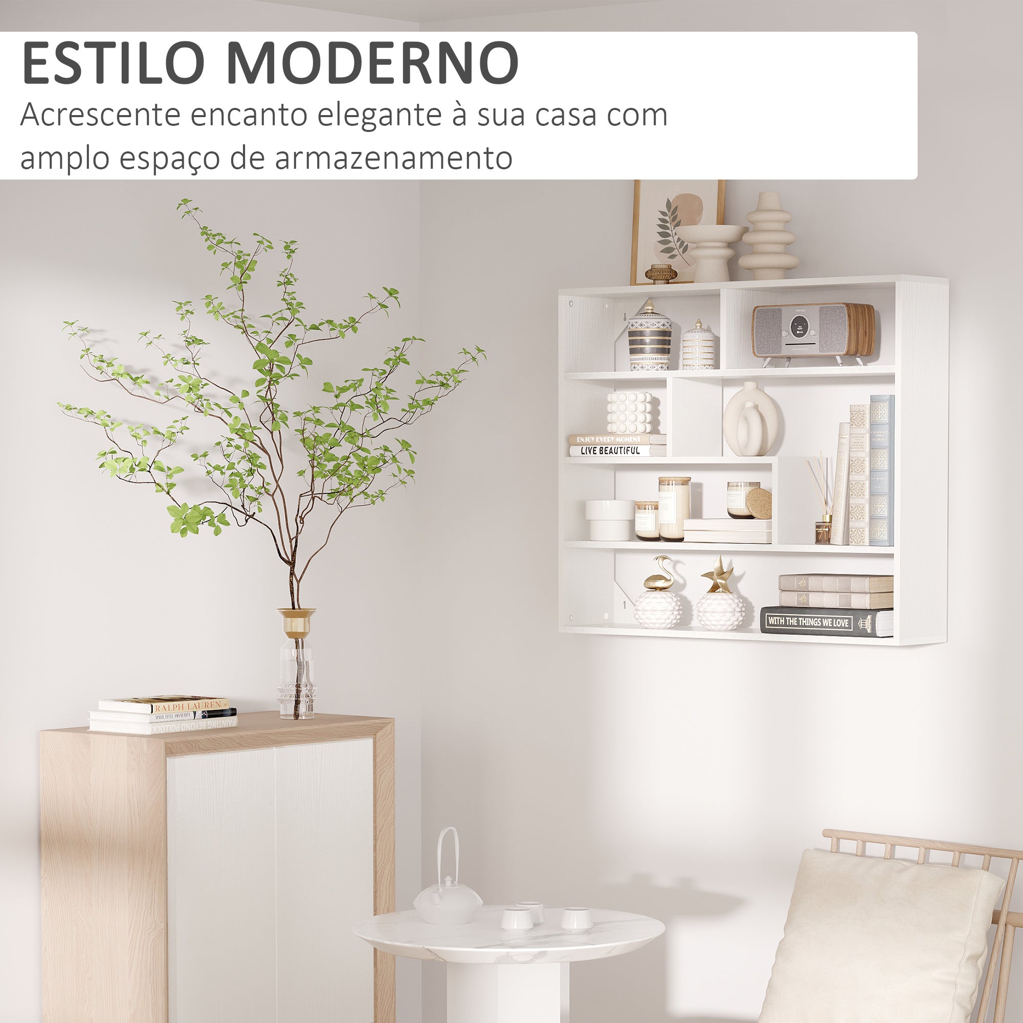 Estante de Parede – 94x19,5x80cm – Branco – Melamina