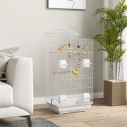 Gaiola para Pássaros com 46x36x100 cm e Bandeja Removível - Branco