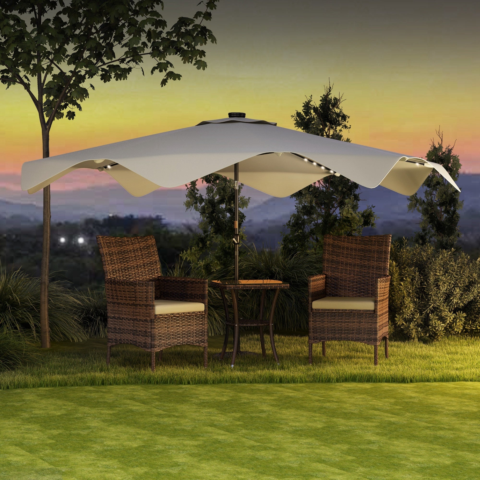 Guarda-Sol de Jardim Ø292x248 cm - Creme Branco