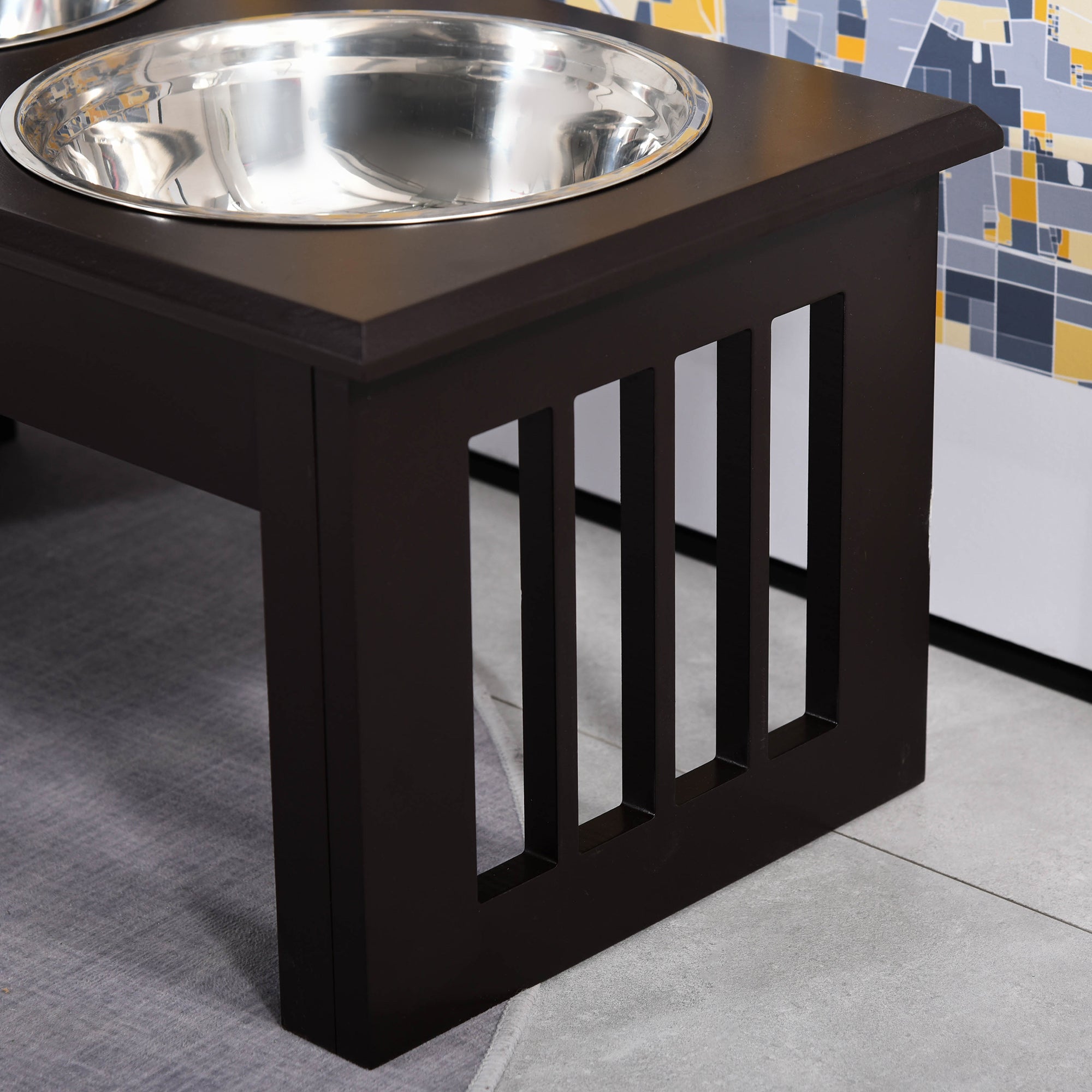 Comedouro Elevado para Cães – 44x24x15 cm – Marrom – MDF