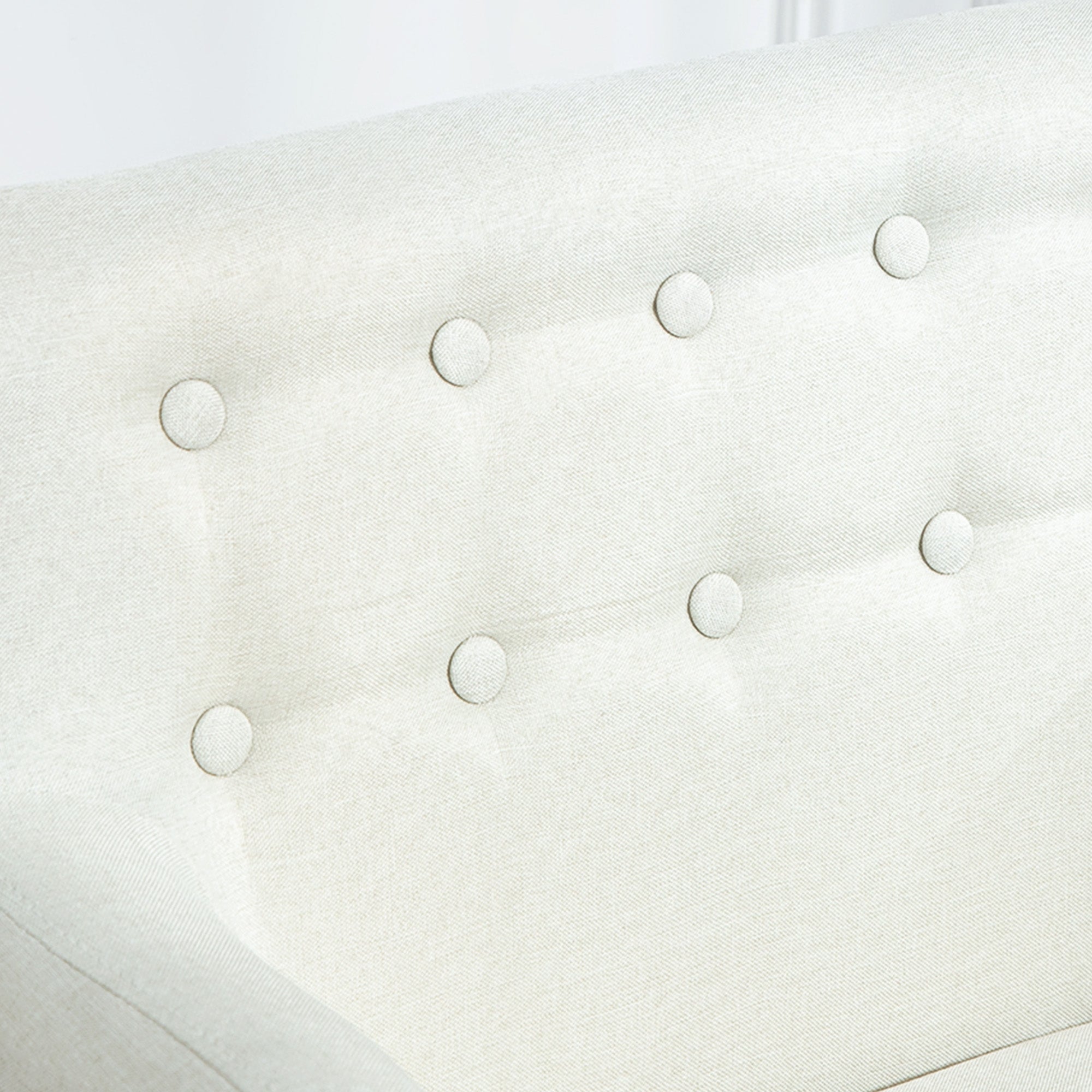 Poltrona de Sala de Estar – 68x58,5x76 cm – Cor Creme Branco – Tecido de linho, madeira e espuma