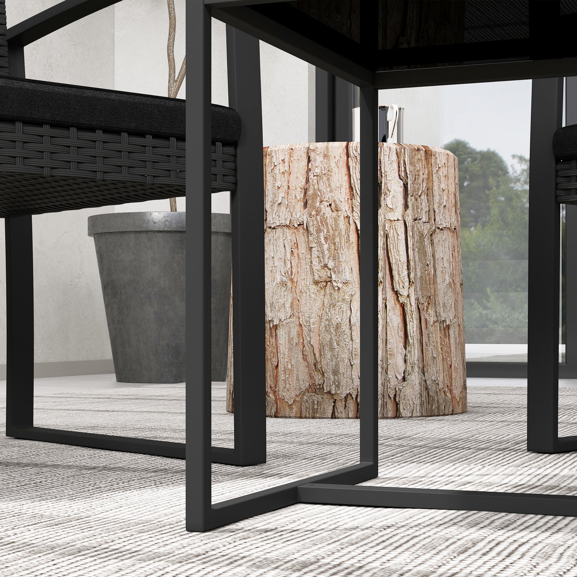 Conjunto de Móveis de Jardim de Vime Sintético Preto 54x58x77 cm