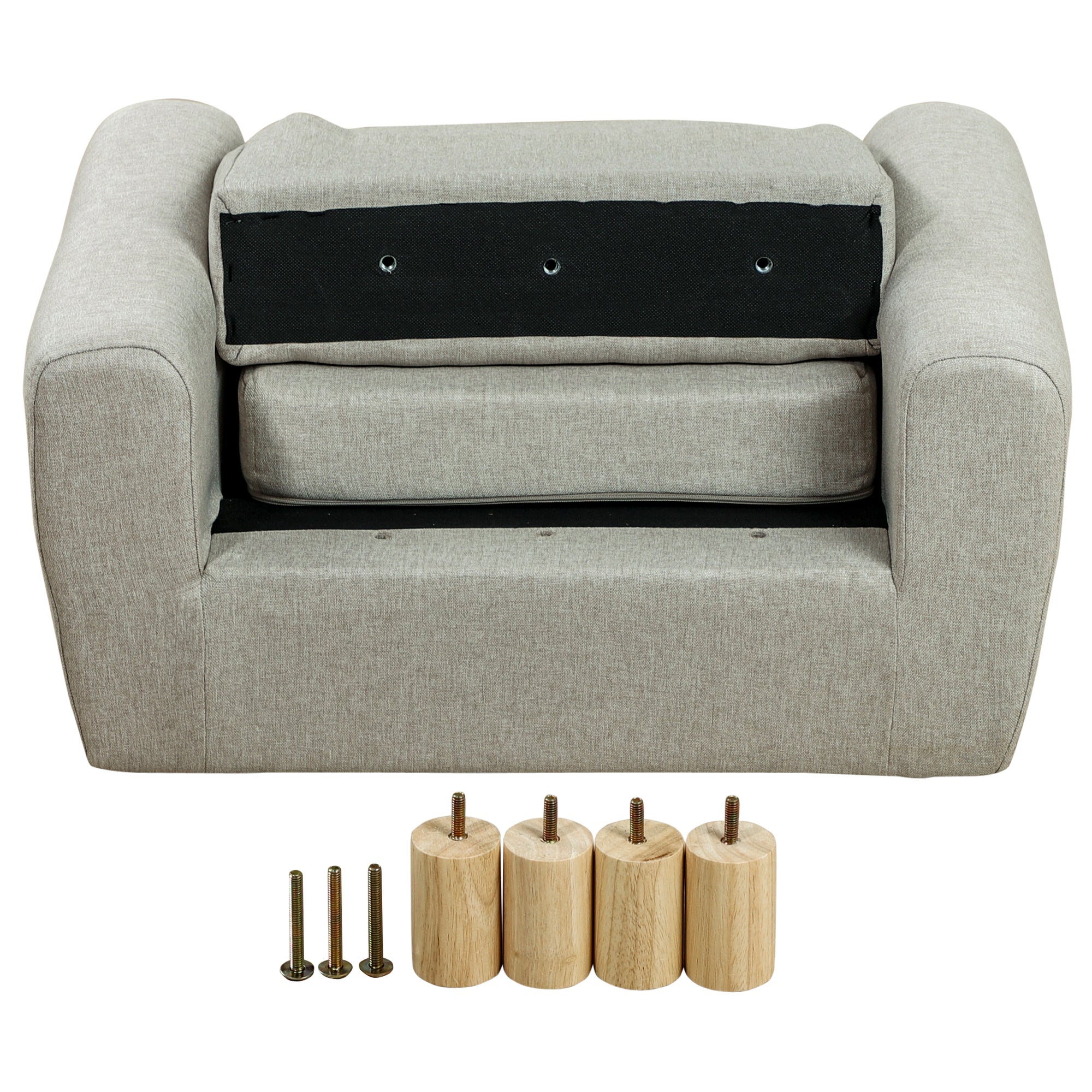 Poltrona Infantil Mini Sofá – 60x42x50 cm – Cinza – Madeira de Eucalipto