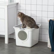 Caixa de Areia Coberta para Gatos – 44x55x39 cm – Branco – Plástico