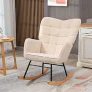 Poltrona de Baloiço – 71x92x101 cm – Bege – Veludo, Madeira e Aço