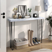 Mesa Consola Moderna Branca 110x25x79,5 cm com Pernas de Aço Anti-Tombo