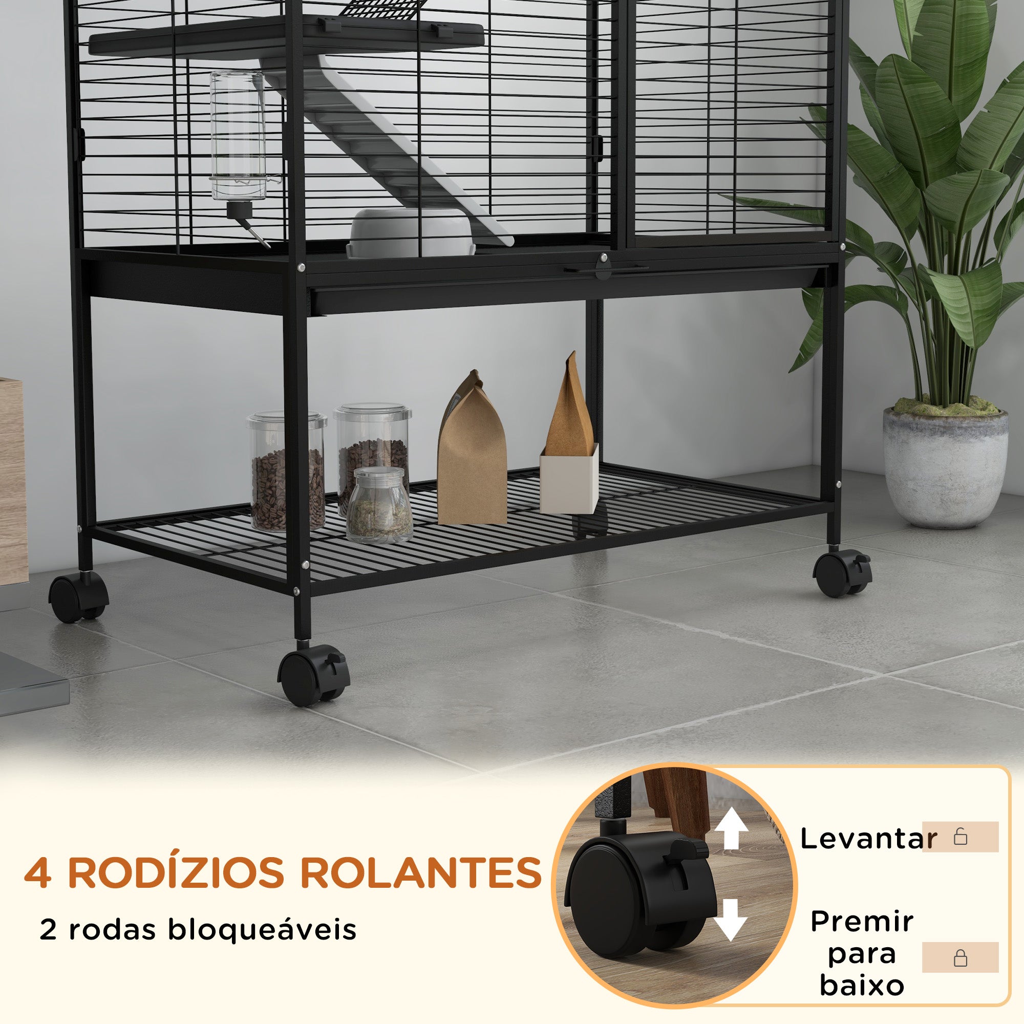 Gaiola para Animais Pequenos 78x45,5x136 cm - Preto