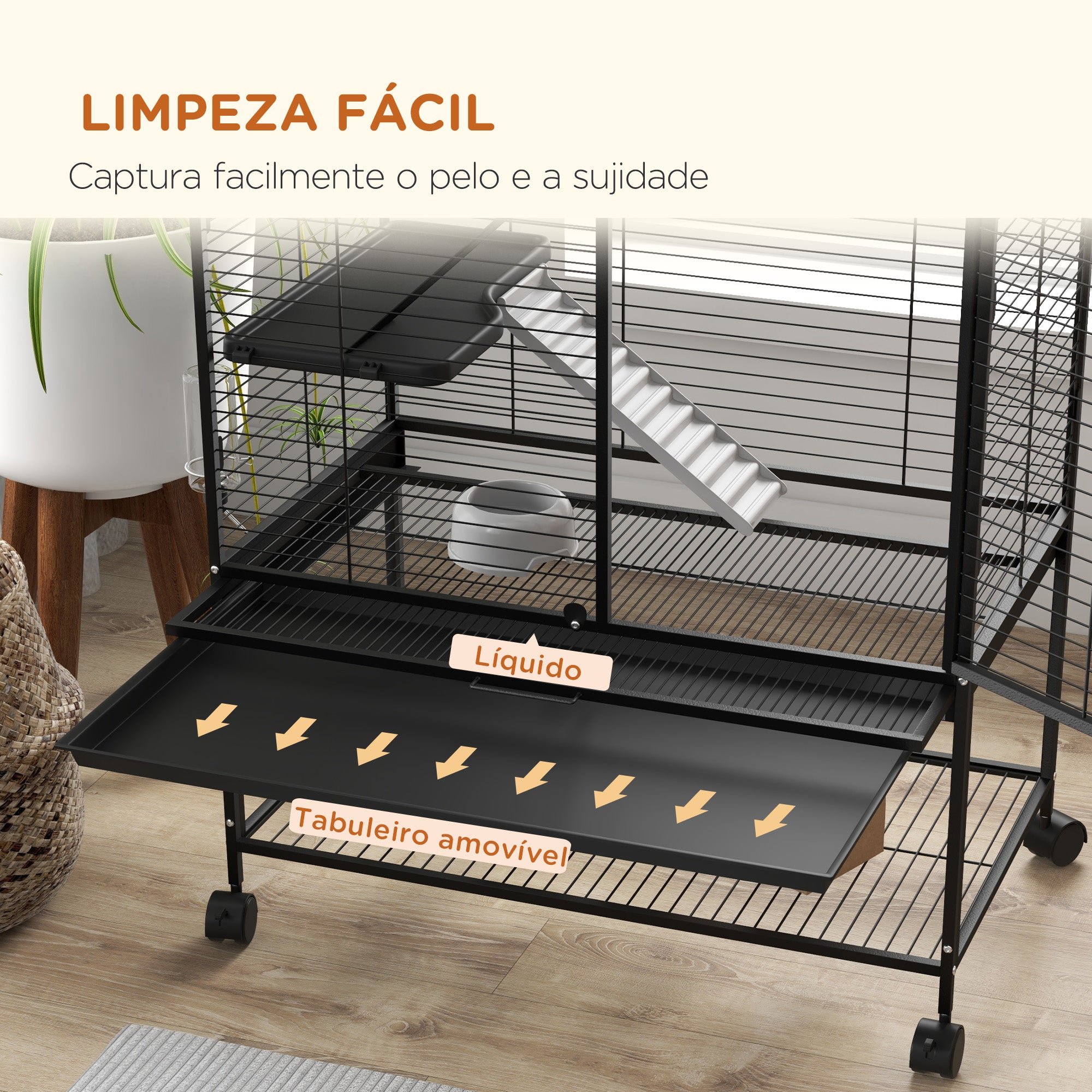 Gaiola para Animais Pequenos 78x45,5x136 cm - Preto