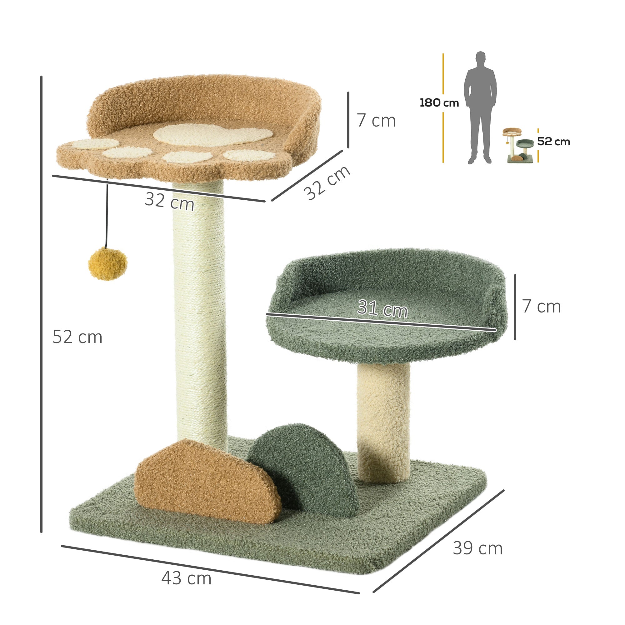Arranhador para Gatos Pequeno – 43x39x52 cm – Multicor – Aglomerado de Madeira