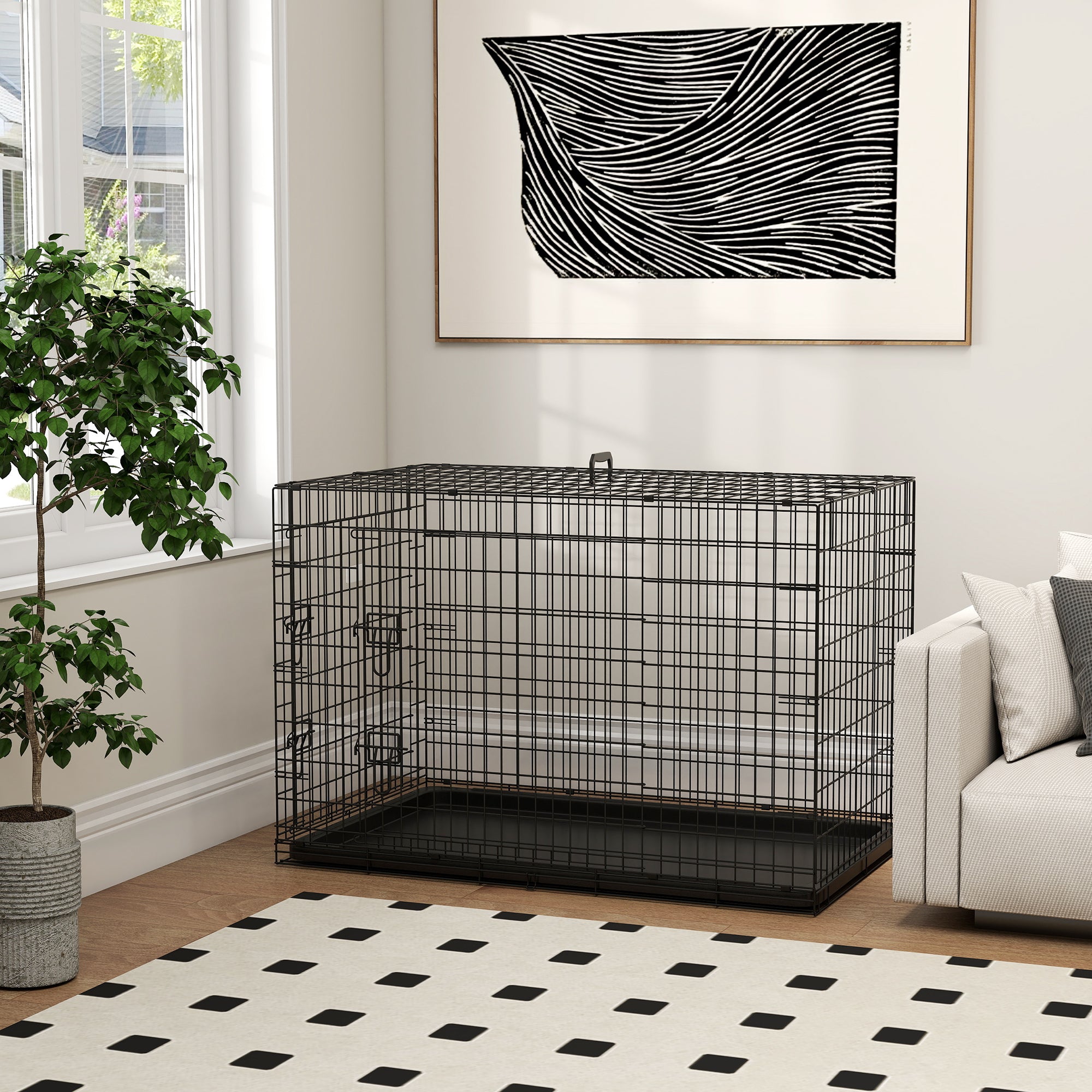Gaiola para Cães Pequenos 106x71x76cm Preto
