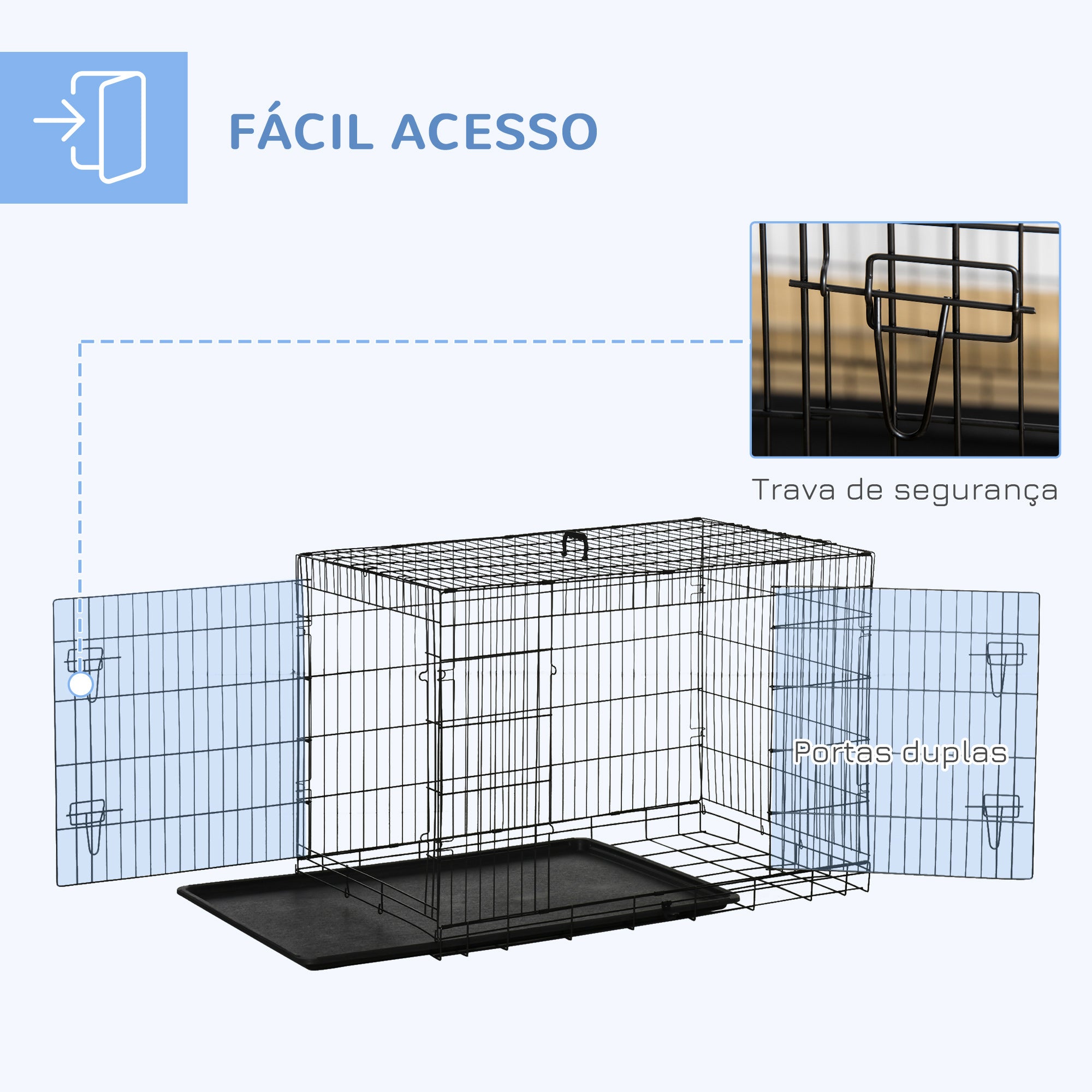 Gaiola para Cães Pequenos 106x71x76cm Preto