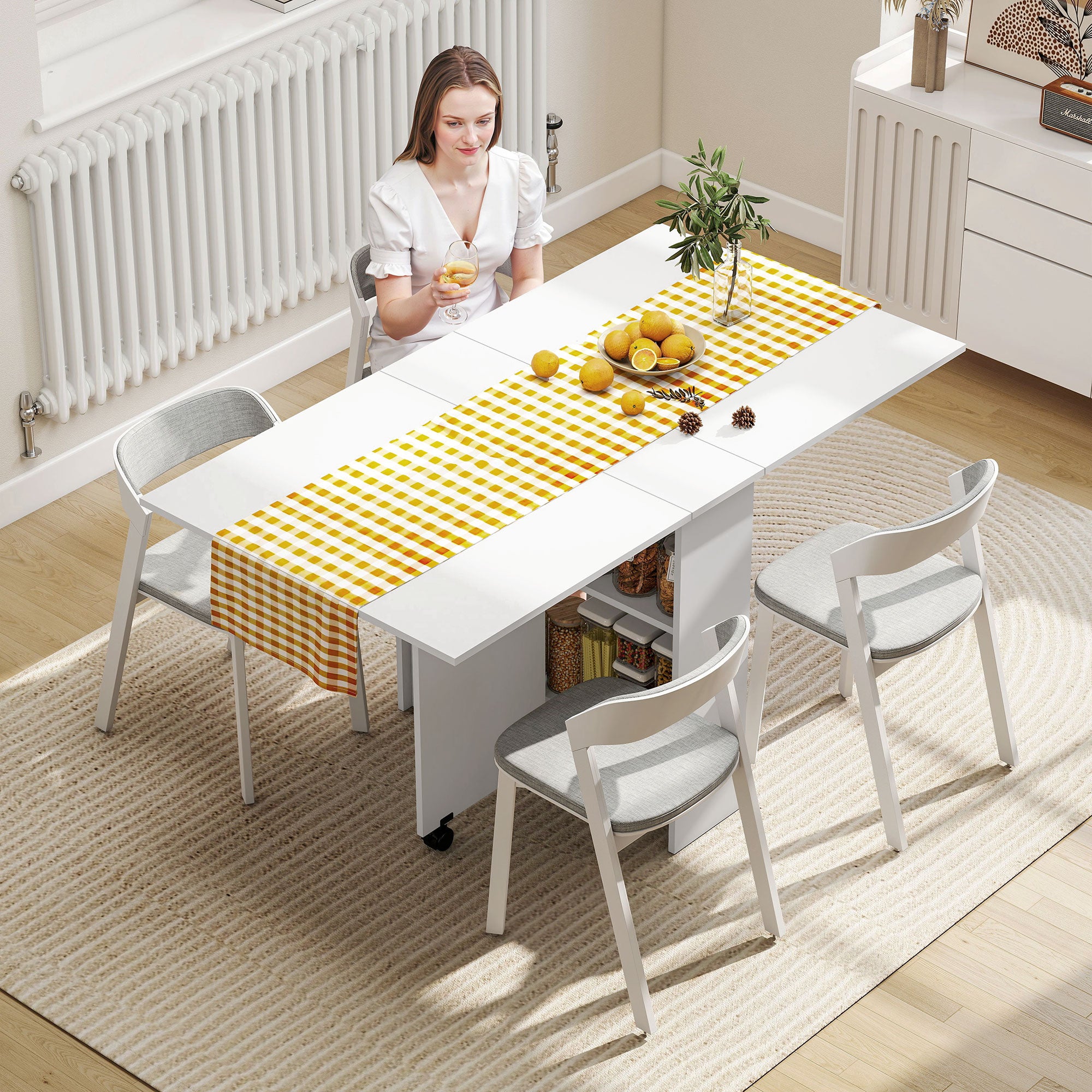 Mesa de Sala de Jantar Dobrável 75x140x74 cm Branco