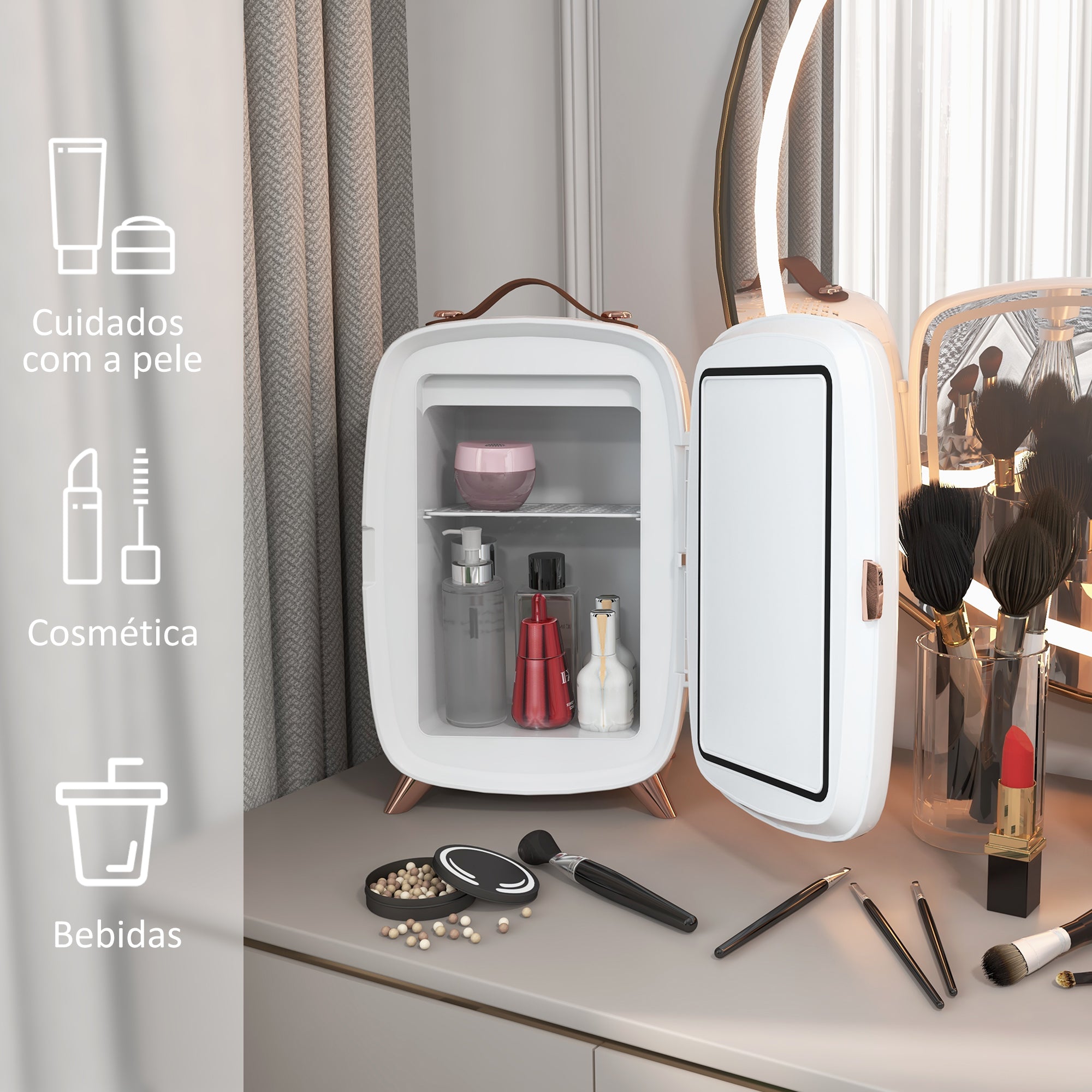 Mini Frigorífico de Cosméticos 6L Branco 24,3x19,4x35,6 cm