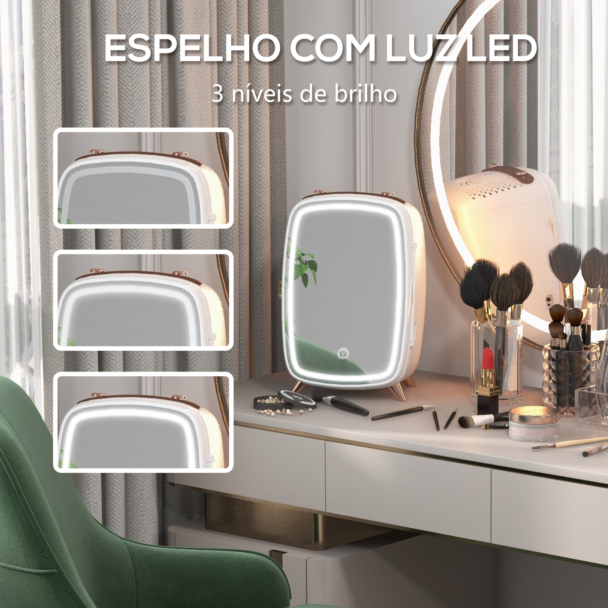 Mini Frigorífico de Cosméticos 6L Branco 24,3x19,4x35,6 cm