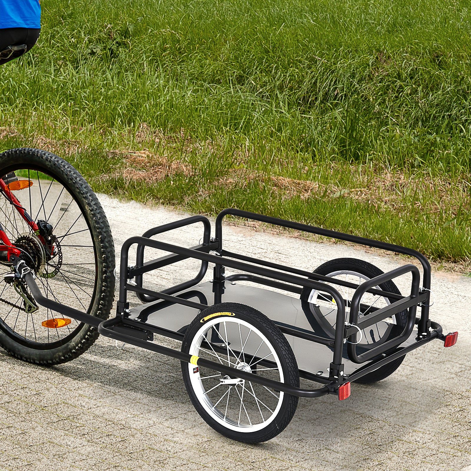 Reboque de Bicicleta para Carga 50kg Negro 139x71,5x49 cm Armação de Aço Leve