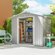 Abrigo de Jardim Metálico 213x130x185 cm - Cinza Claro