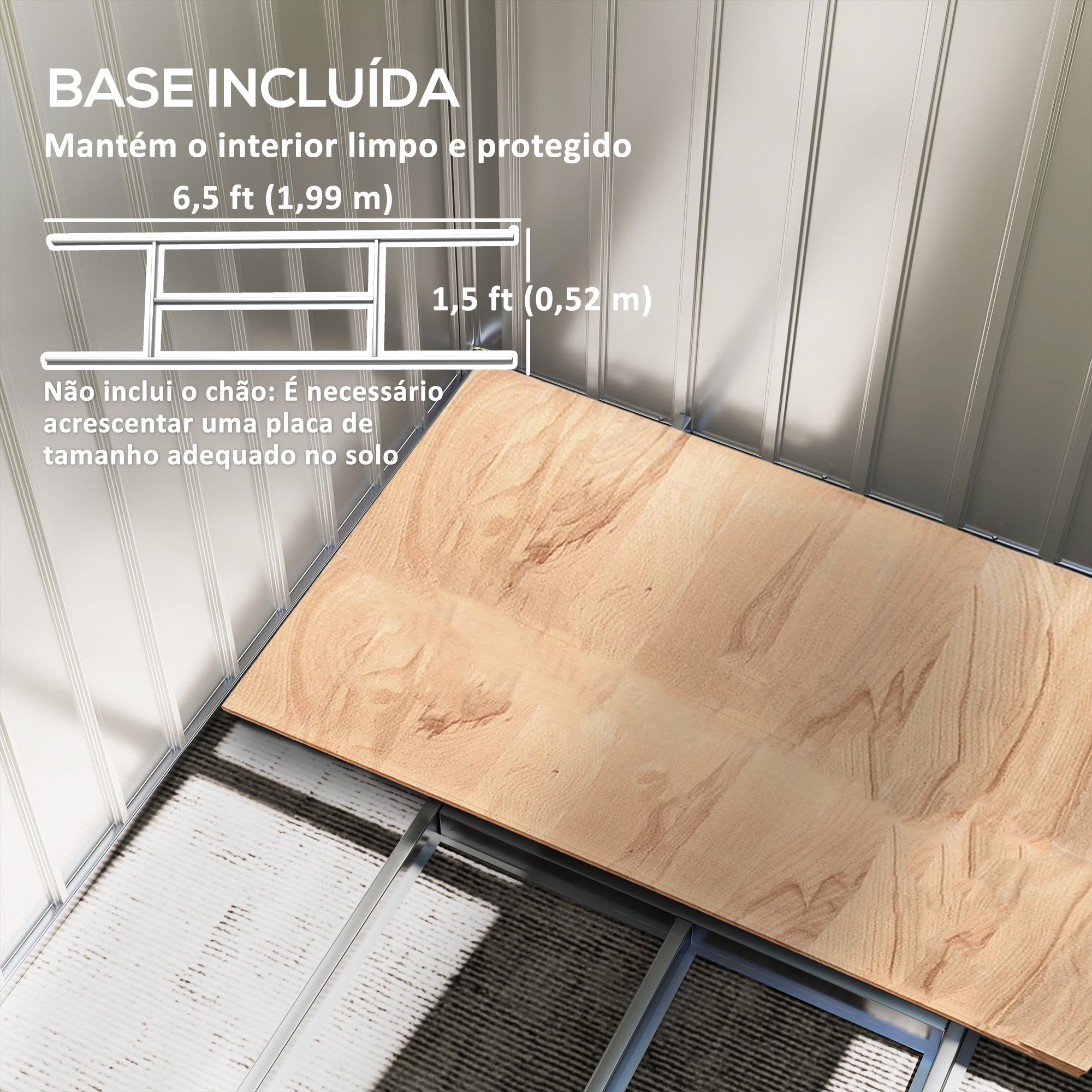 Abrigo de Jardim Metálico 213x130x185 cm - Cinza Claro