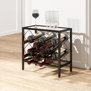 Suporte para Garrafas de Vinho Preto 41x22x41 cm - Bancada em Vidro Temperado