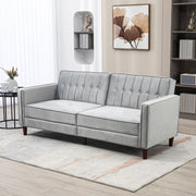 Sofá 2 Lugares Conversível em Cama Aveludada - 189x80,5x78,5 cm - Cinza Claro