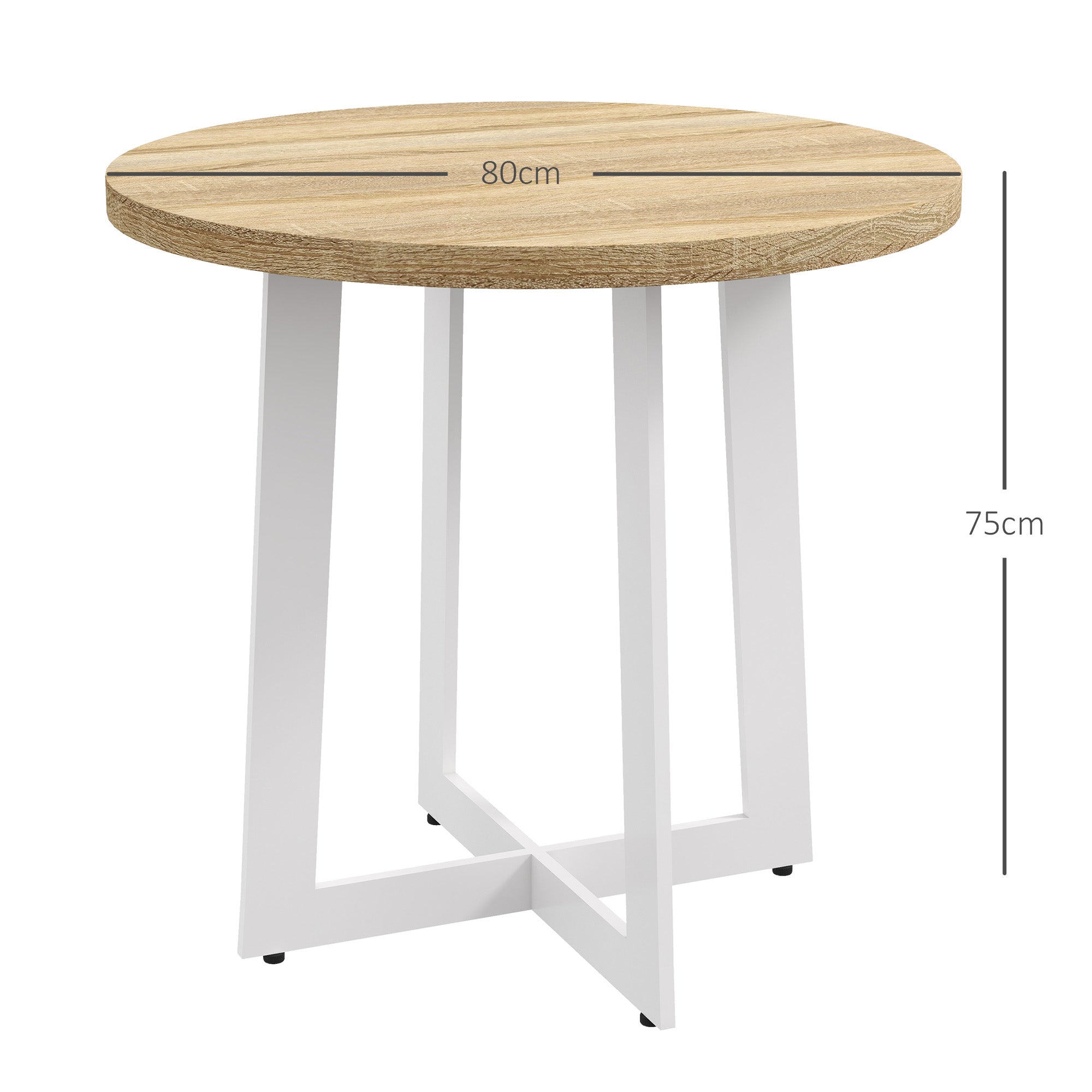 Mesa Redonda de Cozinha Ø80x75 cm em Cor de Carvalho