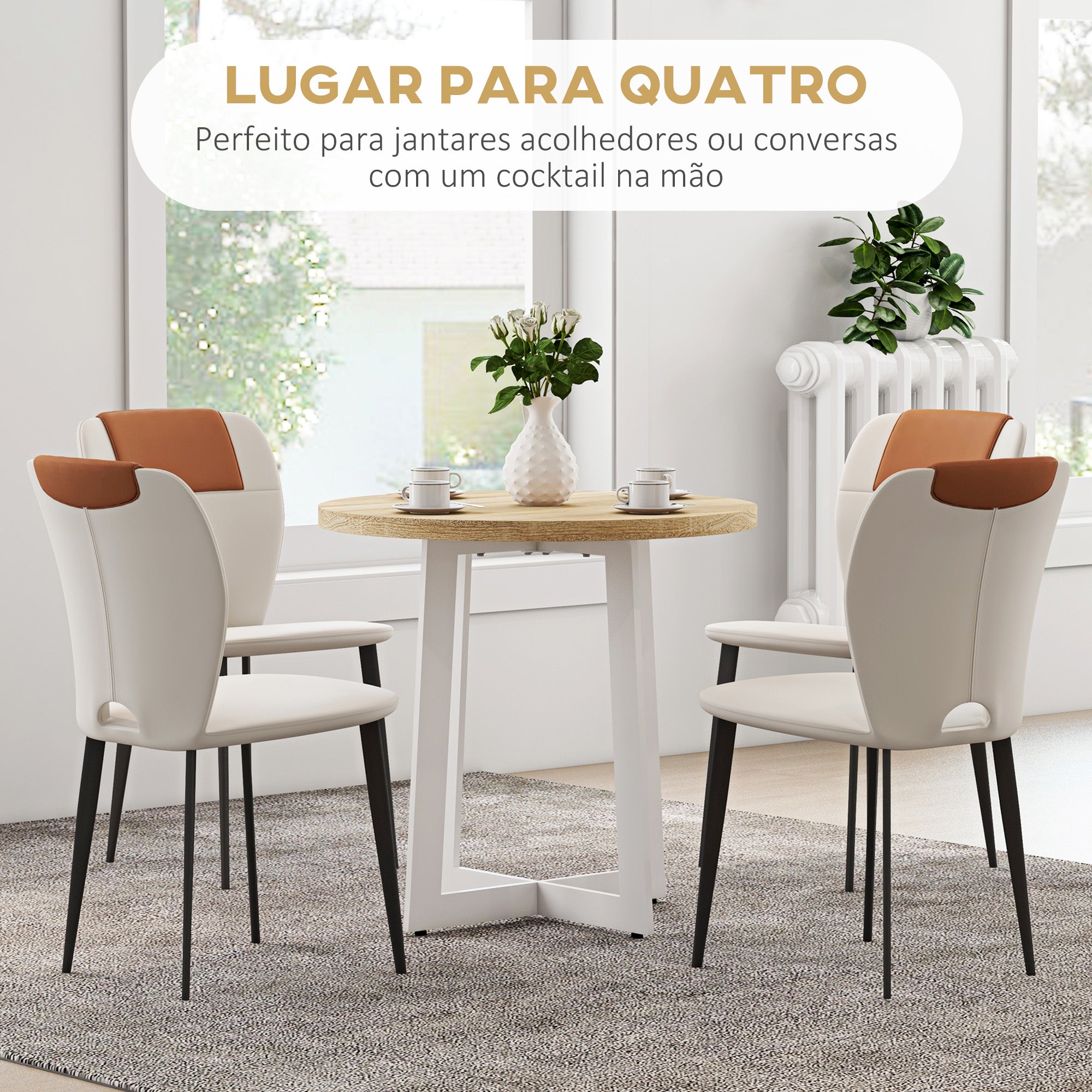 Mesa Redonda de Cozinha Ø80x75 cm em Cor de Carvalho