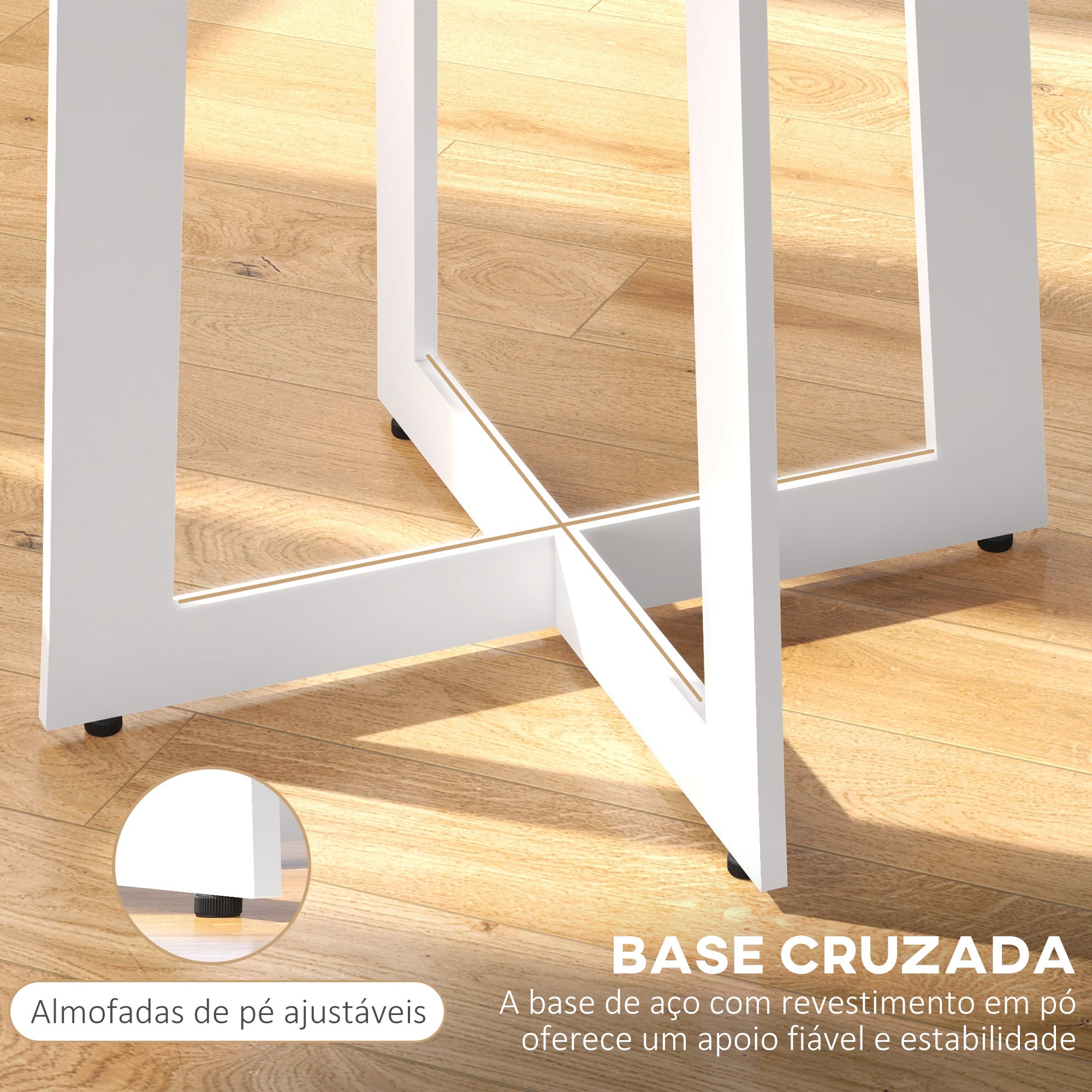 Mesa Redonda de Cozinha Ø80x75 cm em Cor de Carvalho