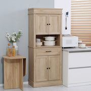 Armário Móvel Auxiliar de Cozinha – 74x39,5x183cm – Cor de Carvalho – Melamina de Madeira e MDF