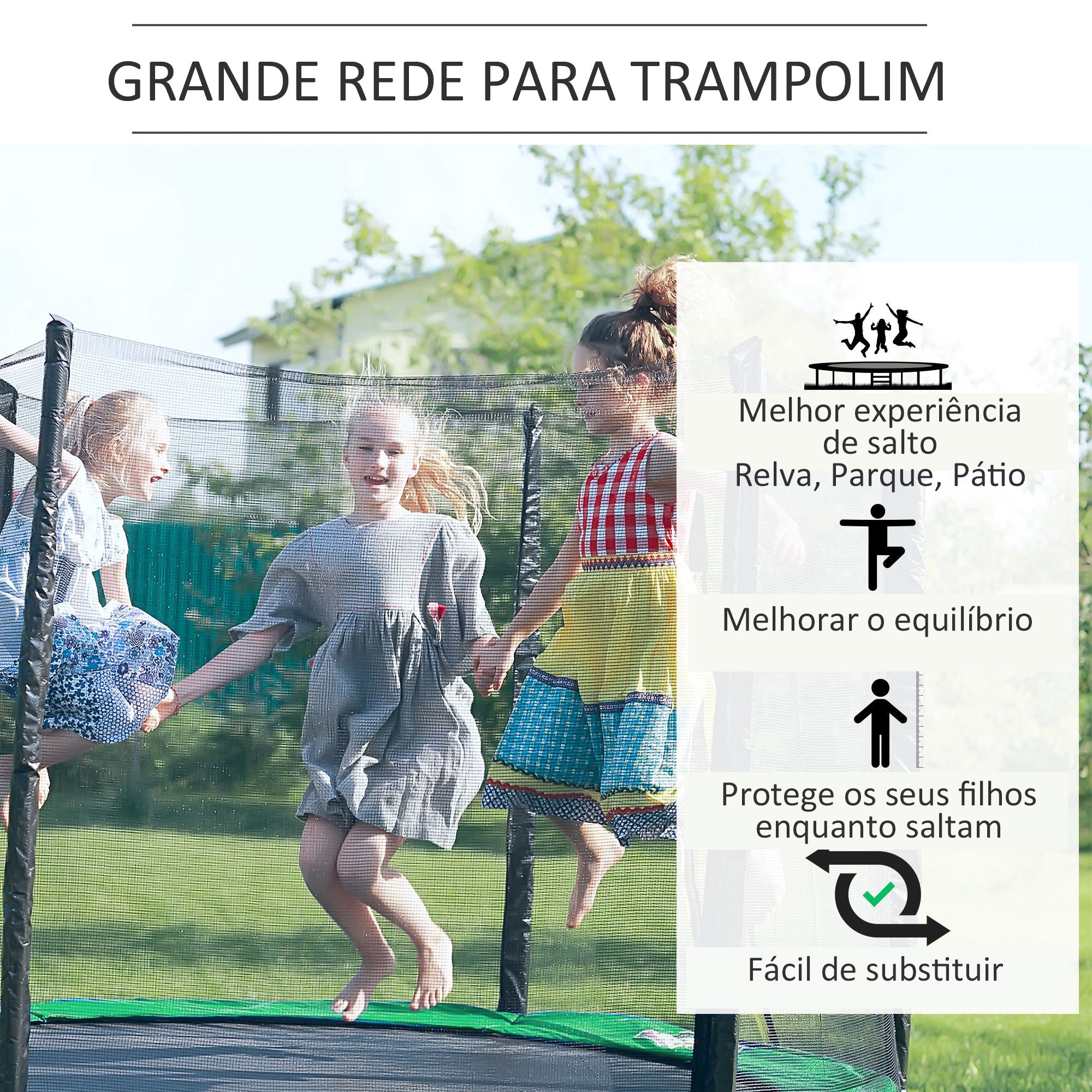 Rede de Segurança para Trampolim Ø305x180 cm - Preto