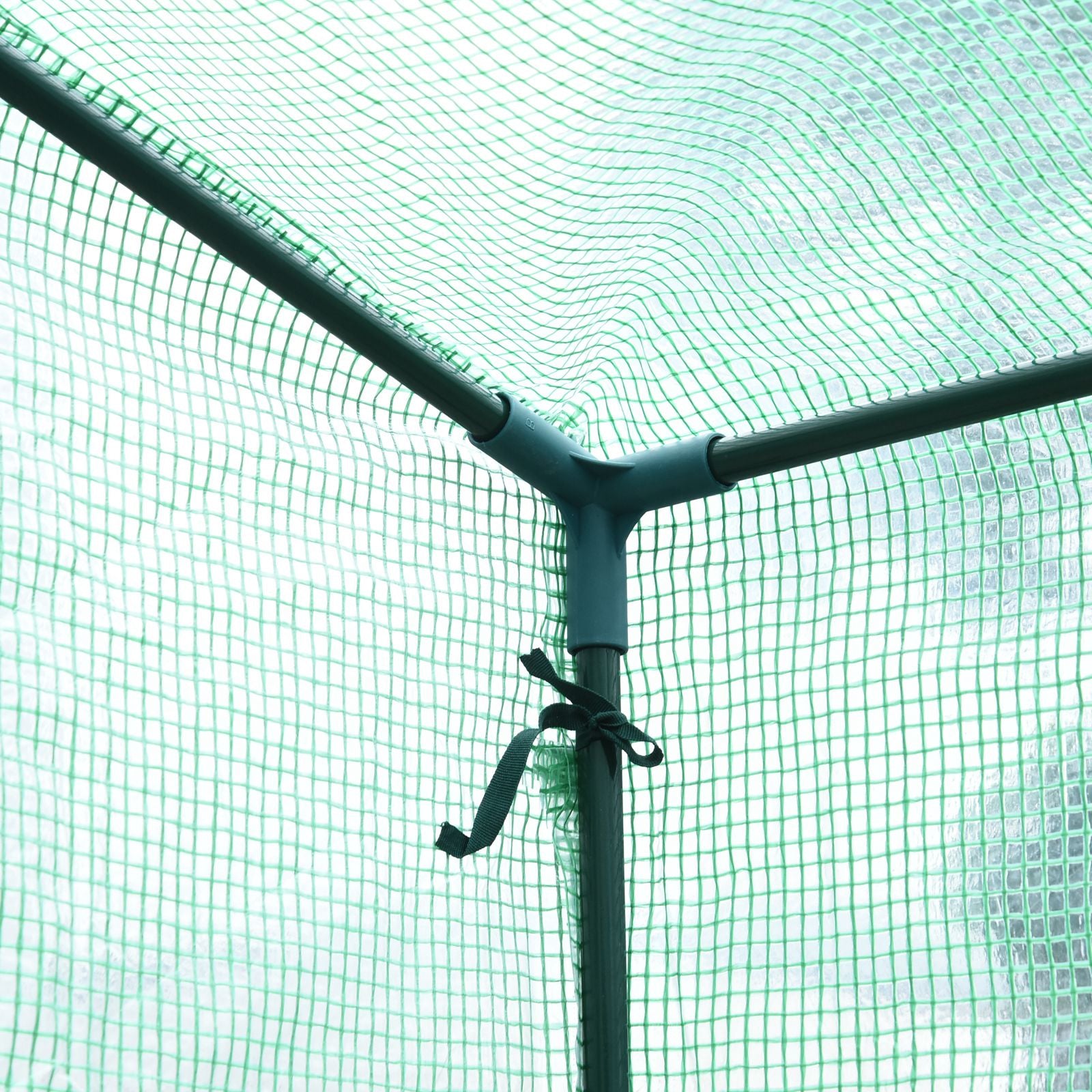 Estufa de Jardim Verde 200x73x168 cm com Tubos de Aço, 1 Porta e 2 Janelas Enroláveis