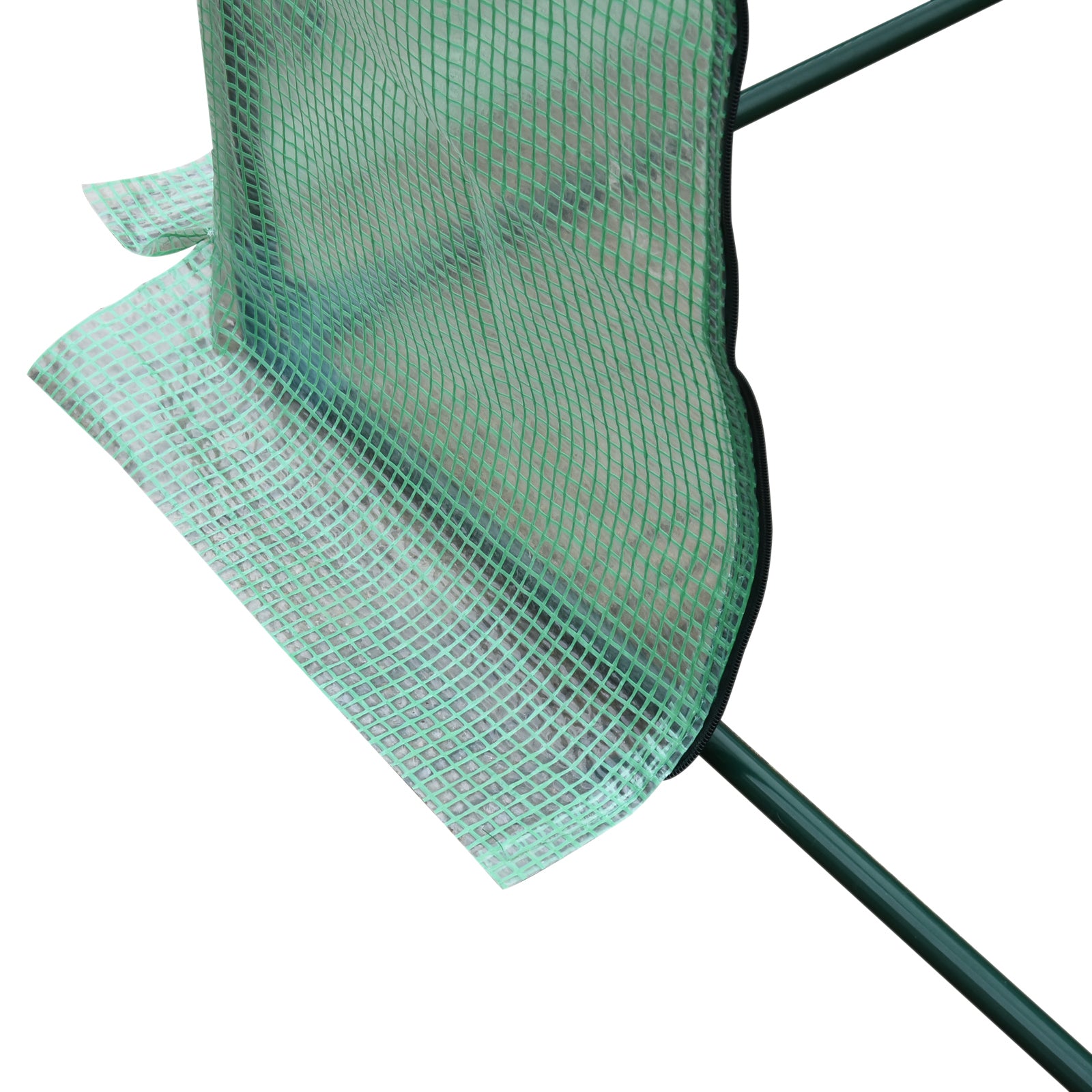 Estufa de Jardim Verde 200x73x168 cm com Tubos de Aço, 1 Porta e 2 Janelas Enroláveis