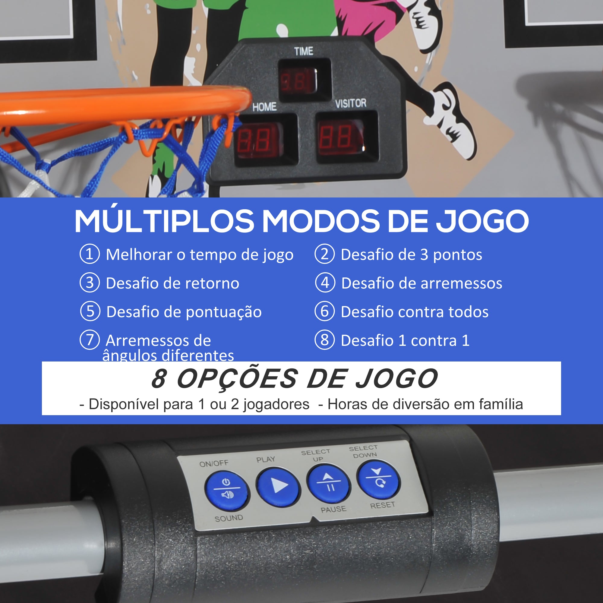 Conjunto de Cestos de Basquetebol Dobráveis - Cor: Preto e Branco - 205 x 110 x 205 cm