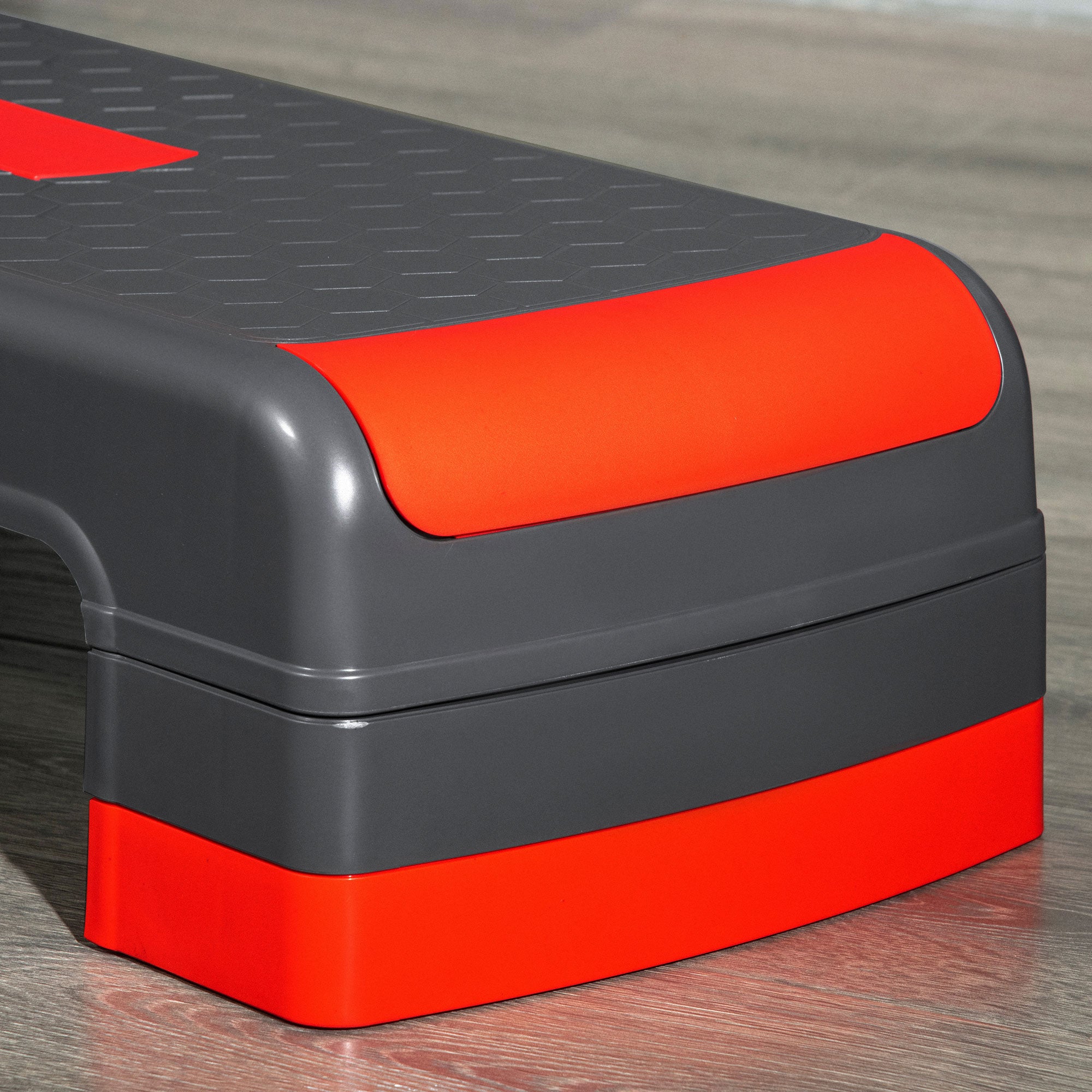Step Fitness Aeróbico – 78x28x10/15/20cm – Vermelho e Cinza – Polipropileno