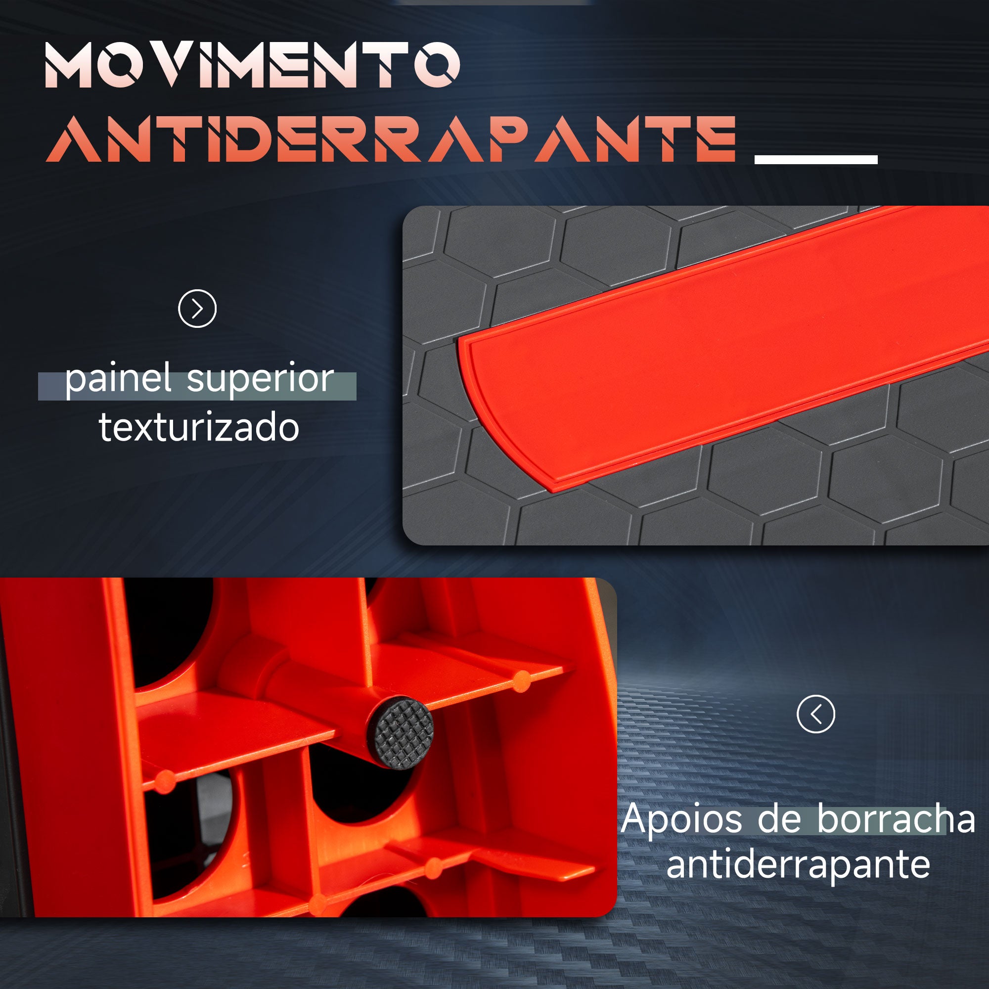 Step Fitness Aeróbico – 78x28x10/15/20cm – Vermelho e Cinza – Polipropileno