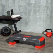 Step Fitness Aeróbico – 78x28x10/15/20cm – Vermelho e Cinza – Polipropileno