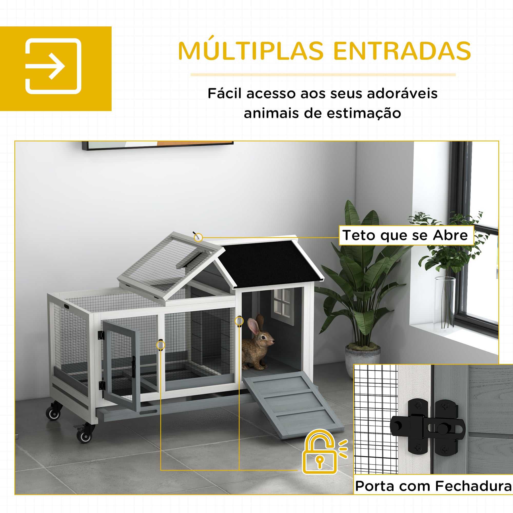Coelheira de Madeira – 108x58x73,5cm – Cinzenta – Madeira de abeto macaça e aço