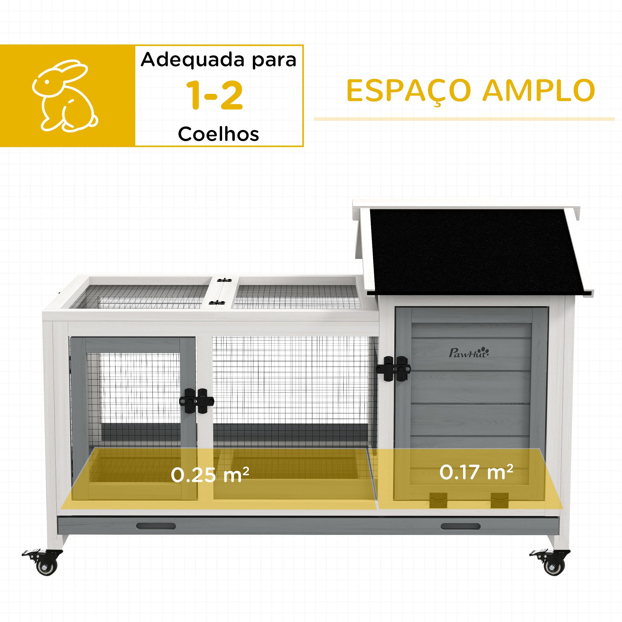 Coelheira de Madeira – 108x58x73,5cm – Cinzenta – Madeira de abeto macaça e aço