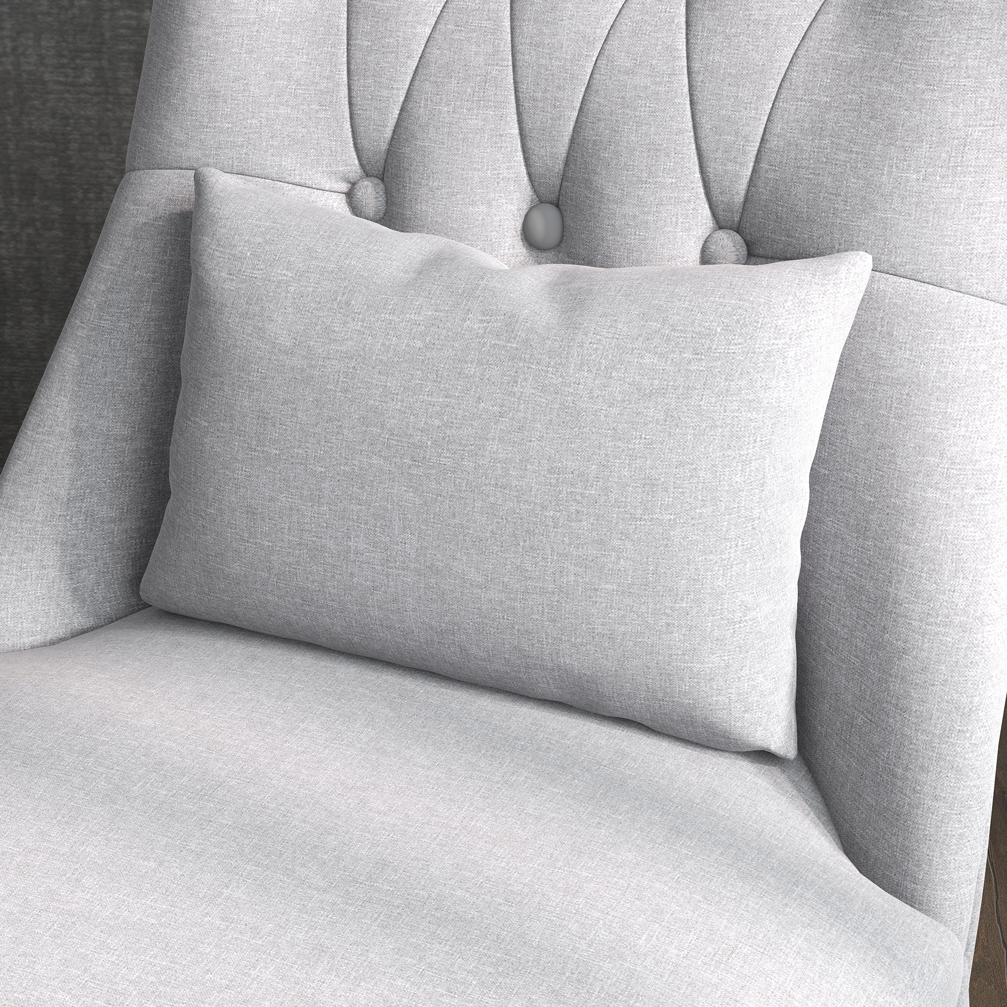 Poltrona Estofada em Linho – 52,5x69x77 cm – Cinza