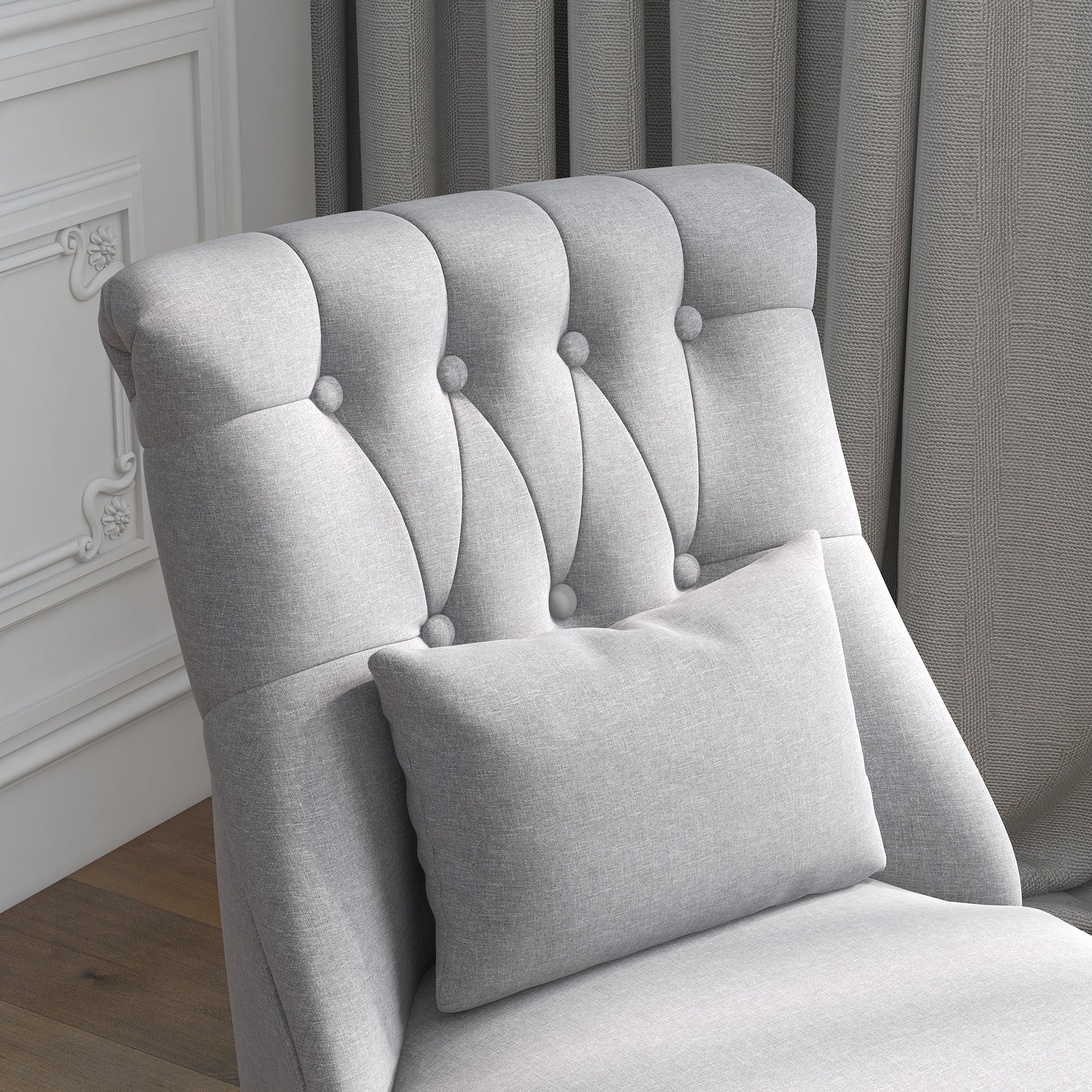 Poltrona Estofada em Linho – 52,5x69x77 cm – Cinza