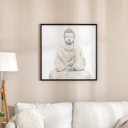 Pintura em Lona de Buda Multicor 83x83cm com Textura Dourada