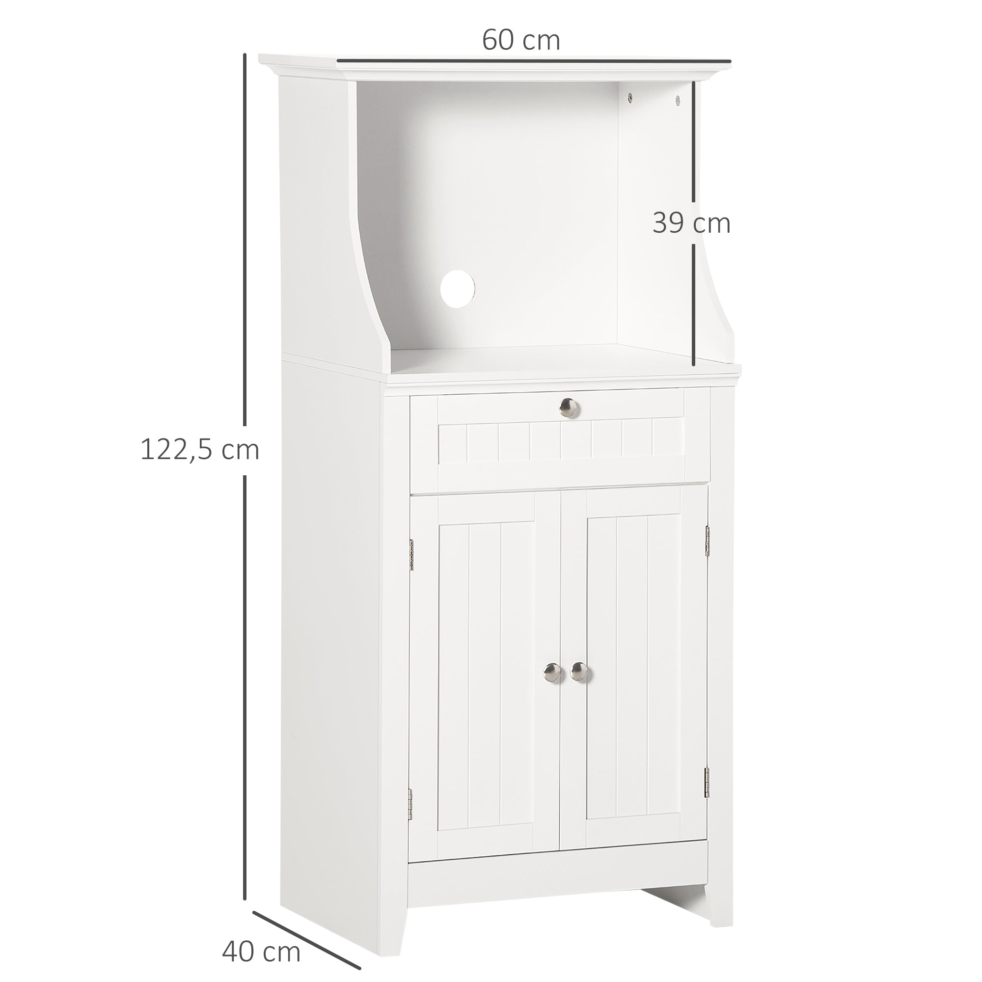 Armário Auxiliar de Cozinha – 60x40x122,5 cm – Branco – MDF