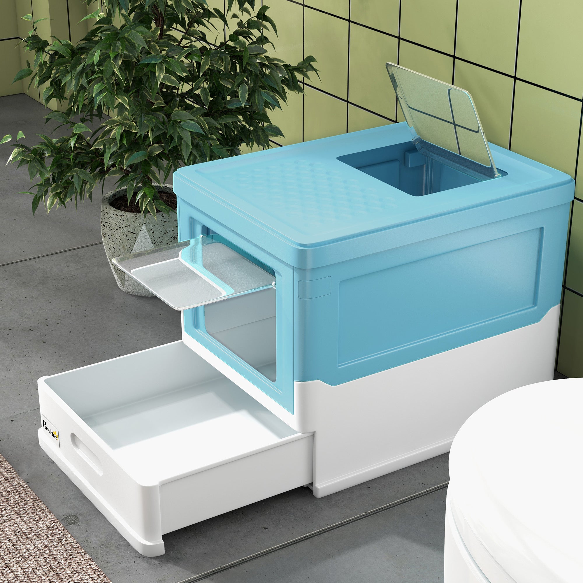 Caixa de Areia para Gatos – 47,5x35,5x36,7cm – Azul – Polipropileno