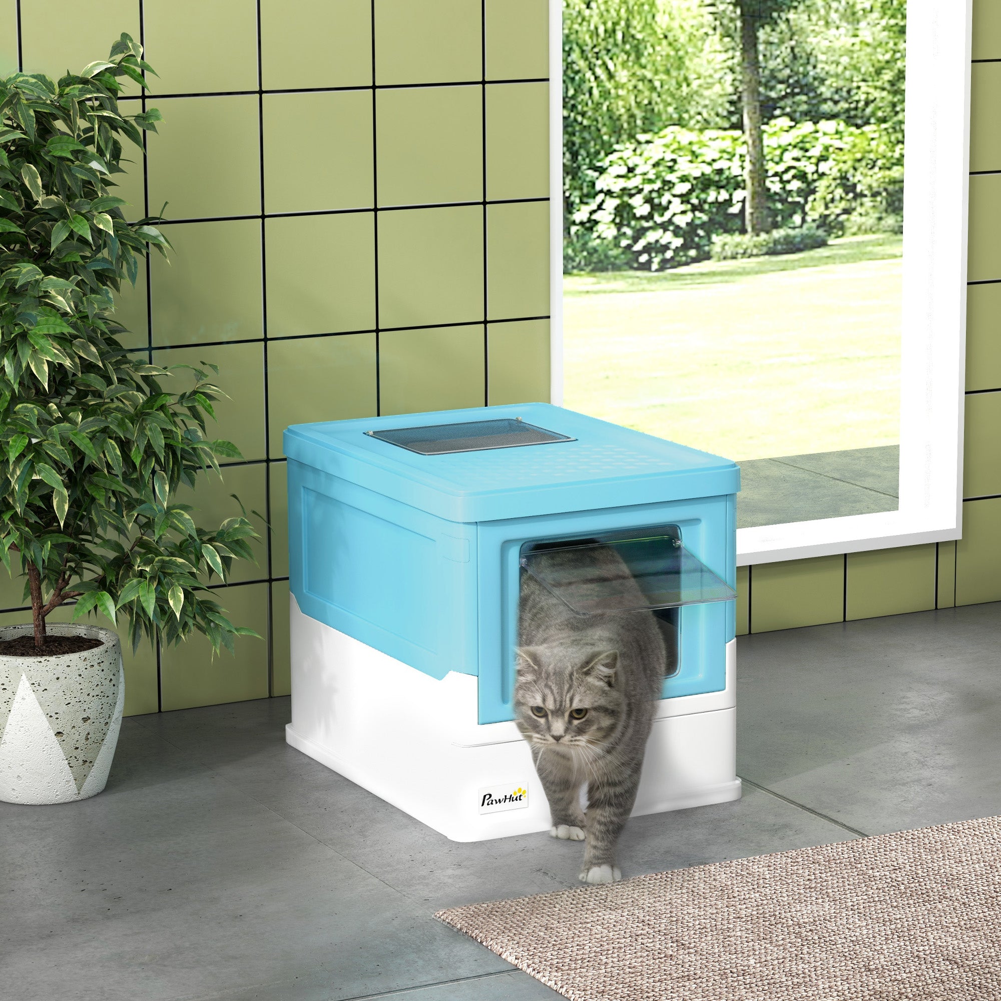 Caixa de Areia para Gatos – 47,5x35,5x36,7cm – Azul – Polipropileno